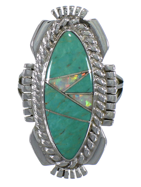 Southwest Silver Jewelry Turquoise Opal Ring Size 7-1/4 TX45587